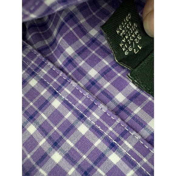 Ralph Lauren Mens Button Down Long Sleeve Slim Fit Shirt Purple Gingham 17-32/33 - Picture 9 of 11